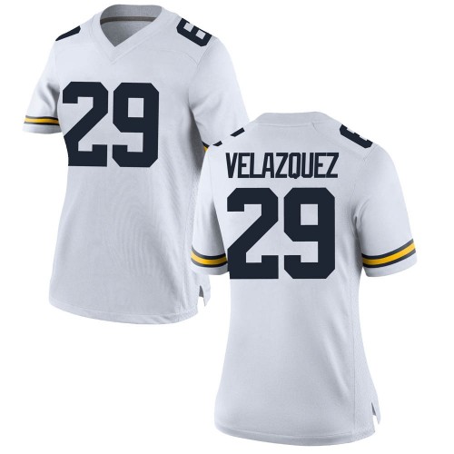 Joey Velazquez Michigan Wolverines Women's NCAA #29 White Game Brand Jordan College Stitched Football Jersey TEJ4654QZ